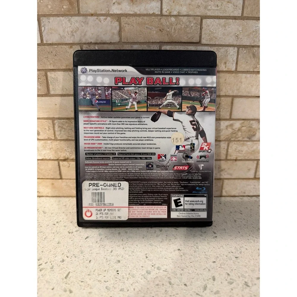 MLB 2K9 Major League‎ Baseball PS3 Game